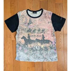 Women's Y2K Western Cowgirl Baby Tee Small Boho 2000s